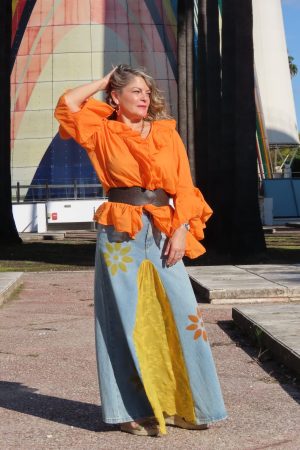 FALDA ENCAJE AMARILLA