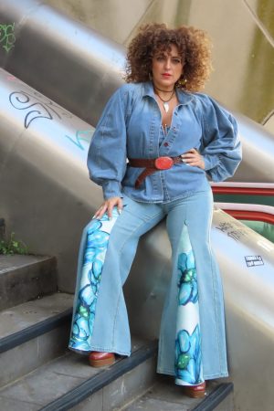 PANTALÓN FLORAL AZUL