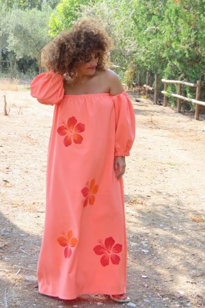 VESTIDO FLOR NARANJA